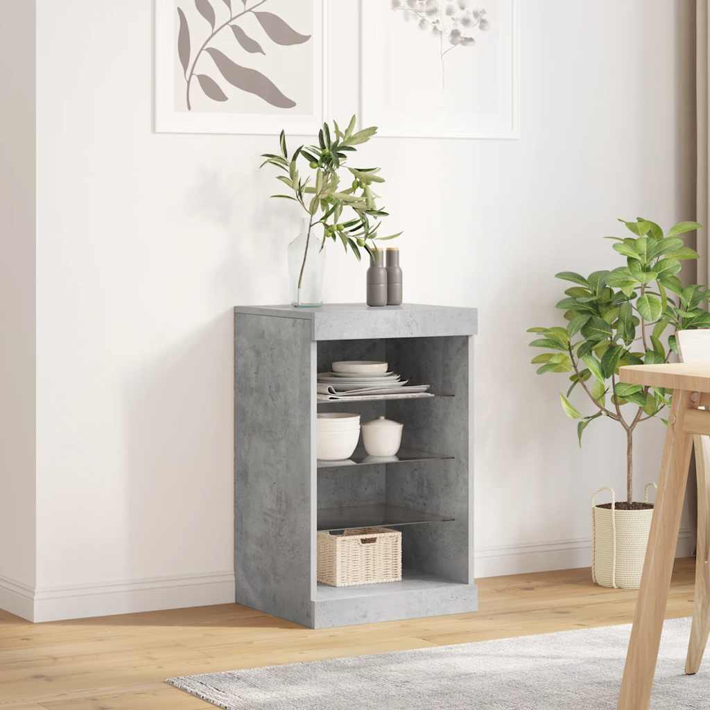 skænk med LED-lys 41x37x67 cm betongrå