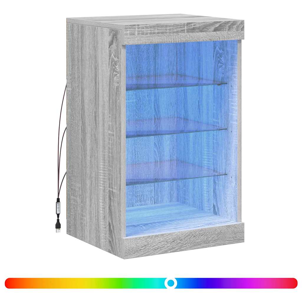 skænk med LED-lys 41x37x67 cm grå sonoma-eg
