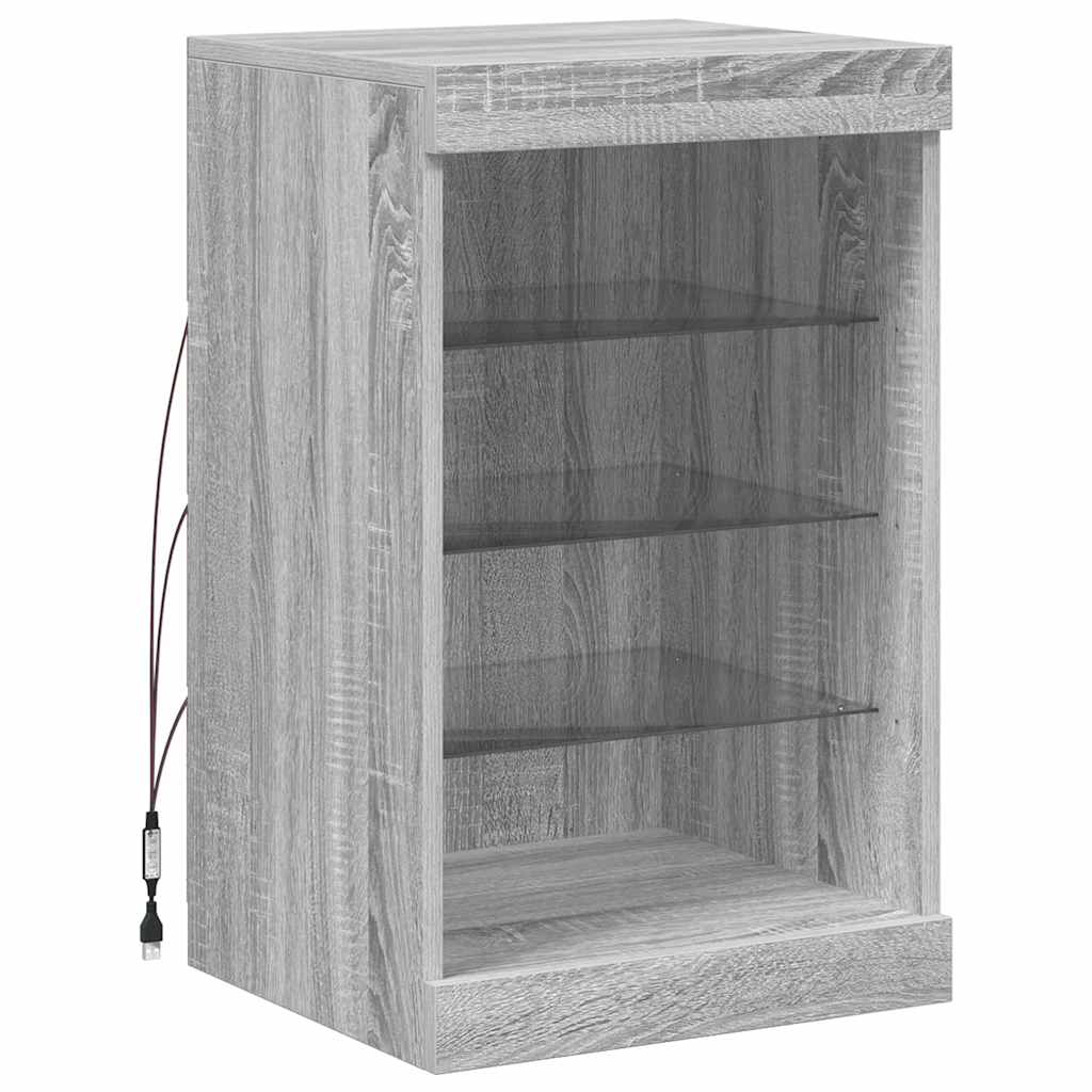 skænk med LED-lys 41x37x67 cm grå sonoma-eg