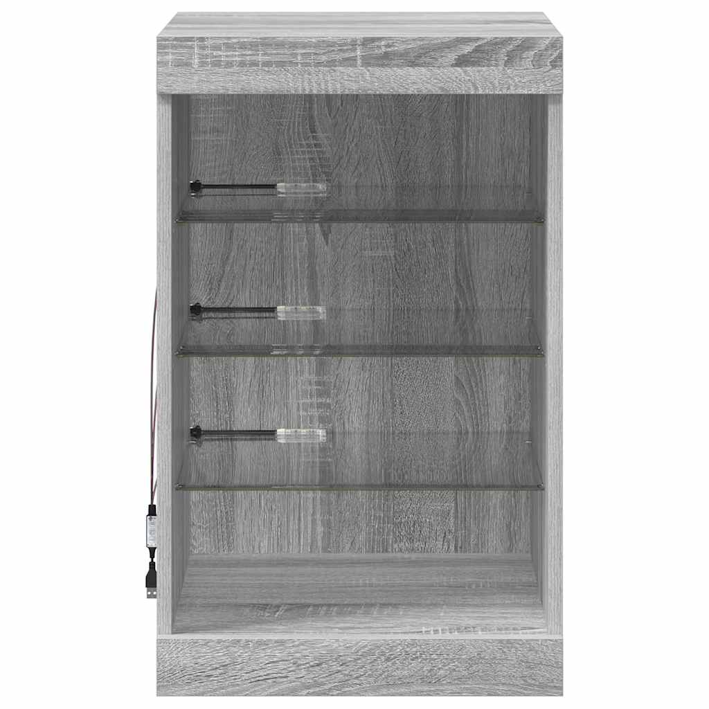 skænk med LED-lys 41x37x67 cm grå sonoma-eg
