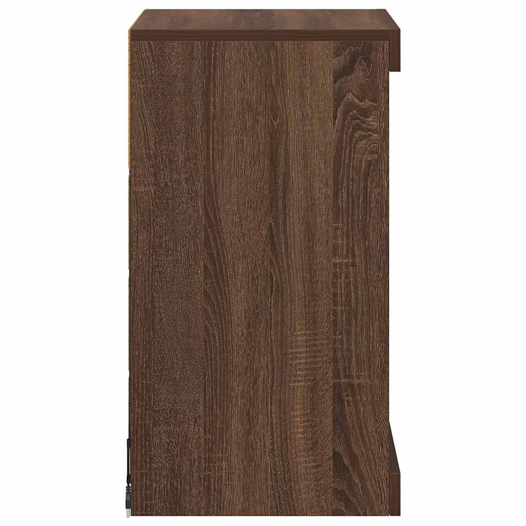 skænk med LED-lys 41x37x67 cm brun egetræsfarve