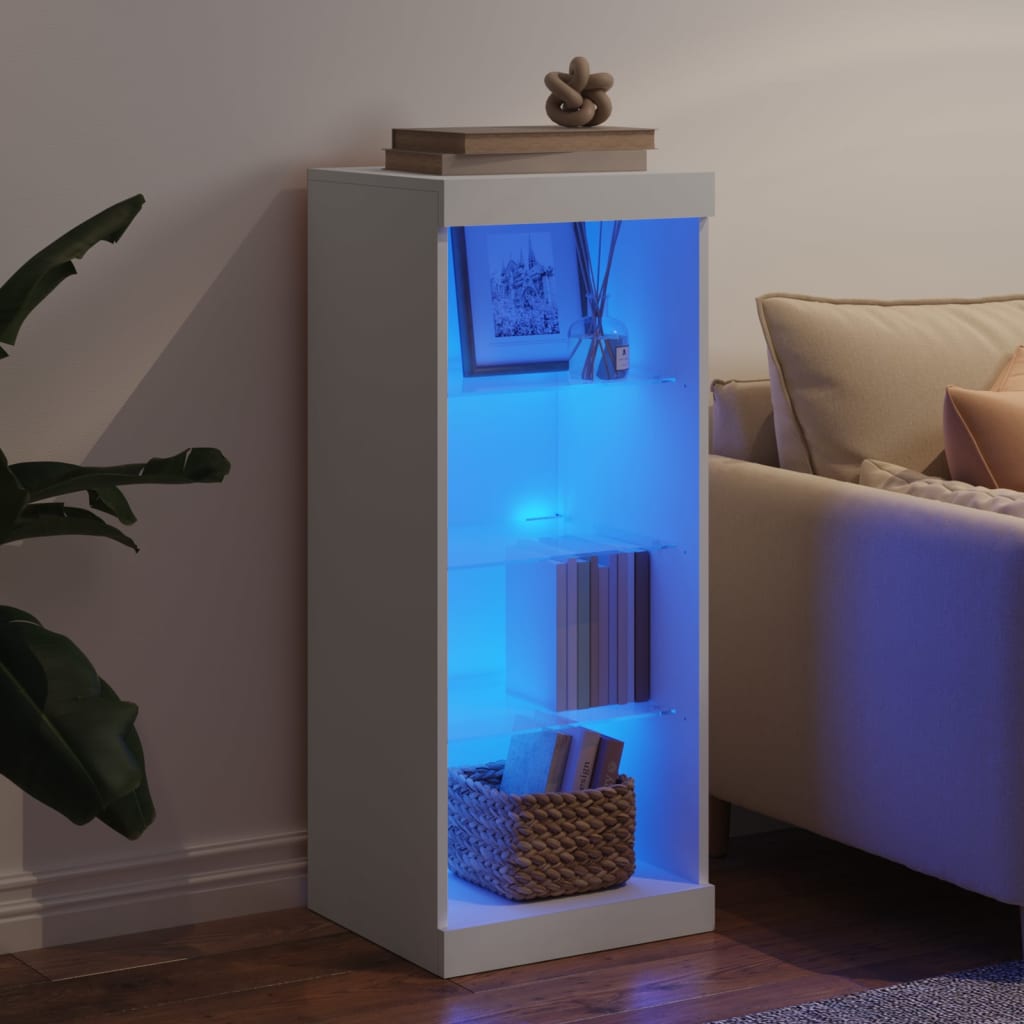 skænk med LED-lys 41x37x100 cm hvid