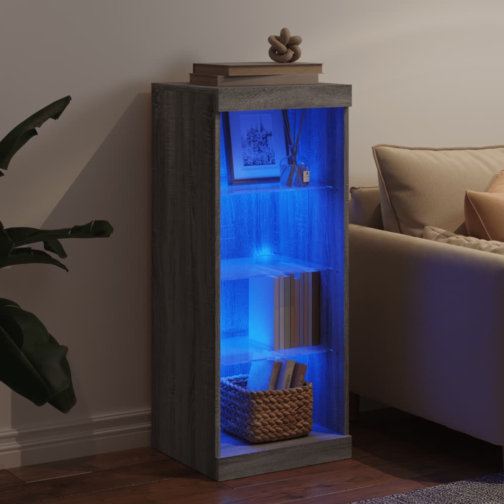 skænk med LED-lys 41x37x100 cm grå sonoma-eg