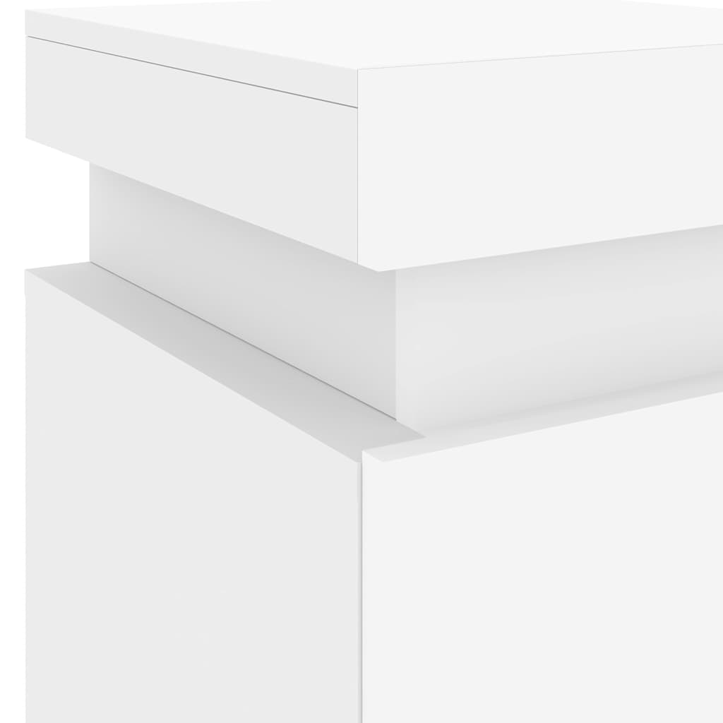 sengebord med LED-lys 35x39x55 cm hvid