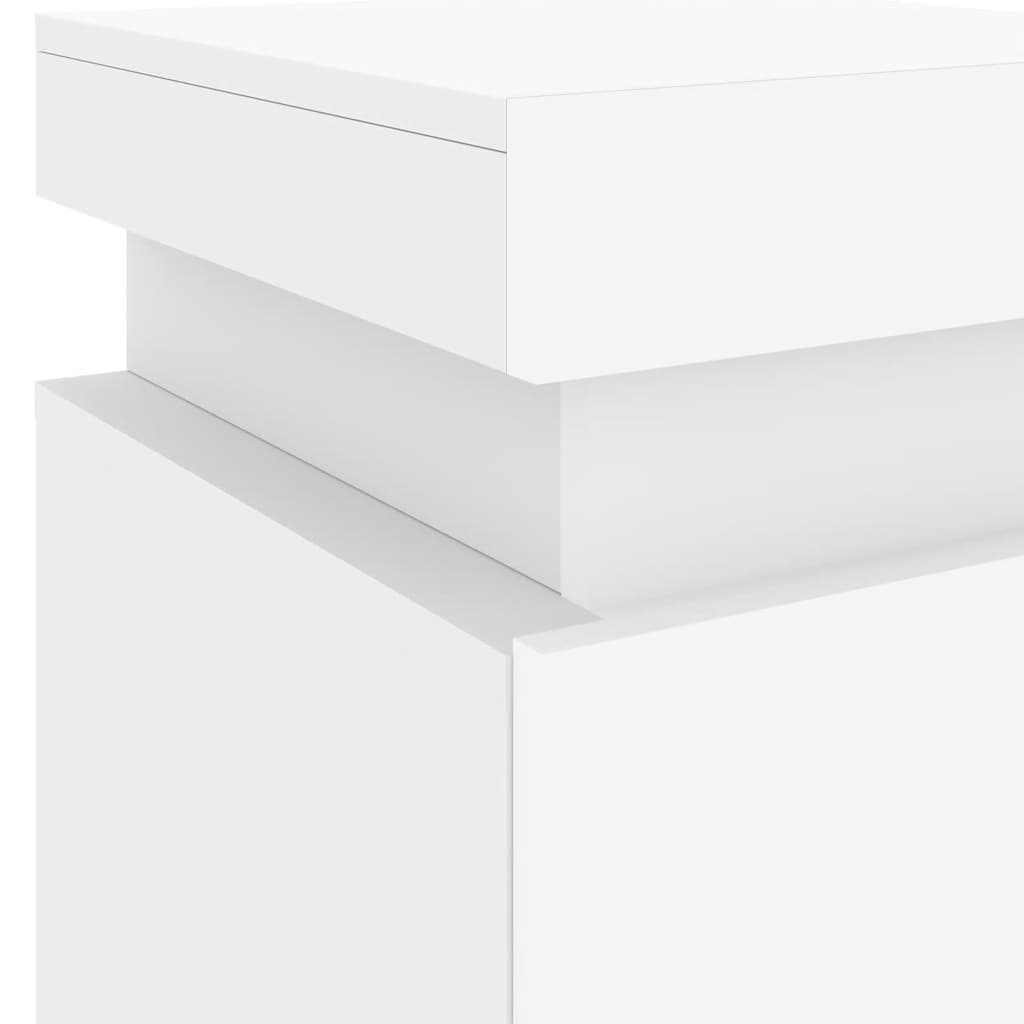sengeborde 2 stk. med LED-lys 35x39x55 cm hvid
