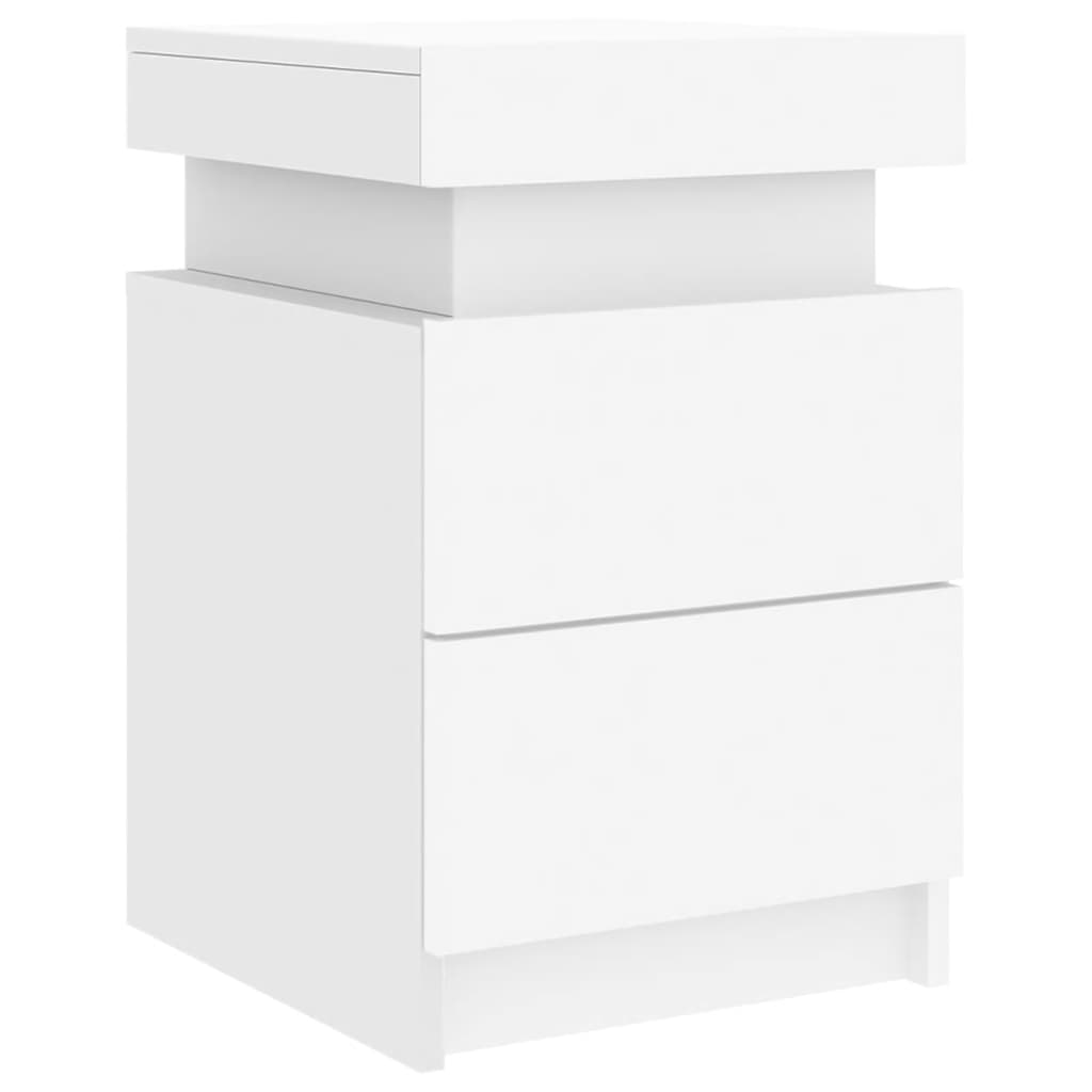 sengeborde 2 stk. med LED-lys 35x39x55 cm hvid