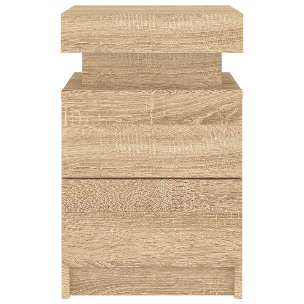 sengebord med LED-lys 35x39x55 cm sonoma-eg