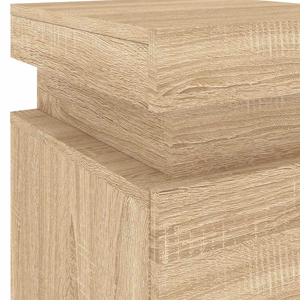 sengebord med LED-lys 35x39x55 cm sonoma-eg