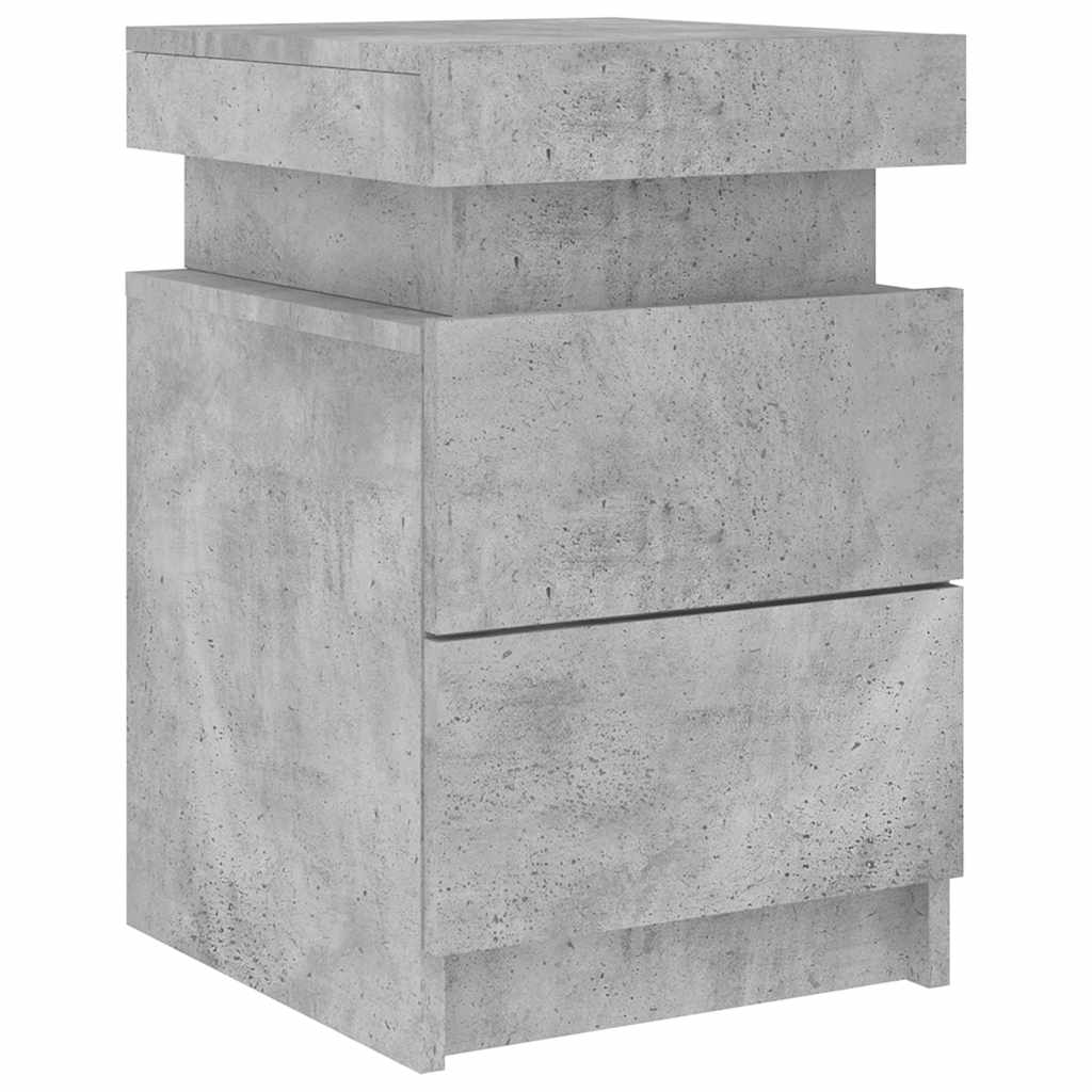 sengebord med LED-lys 35x39x55 cm betongrå