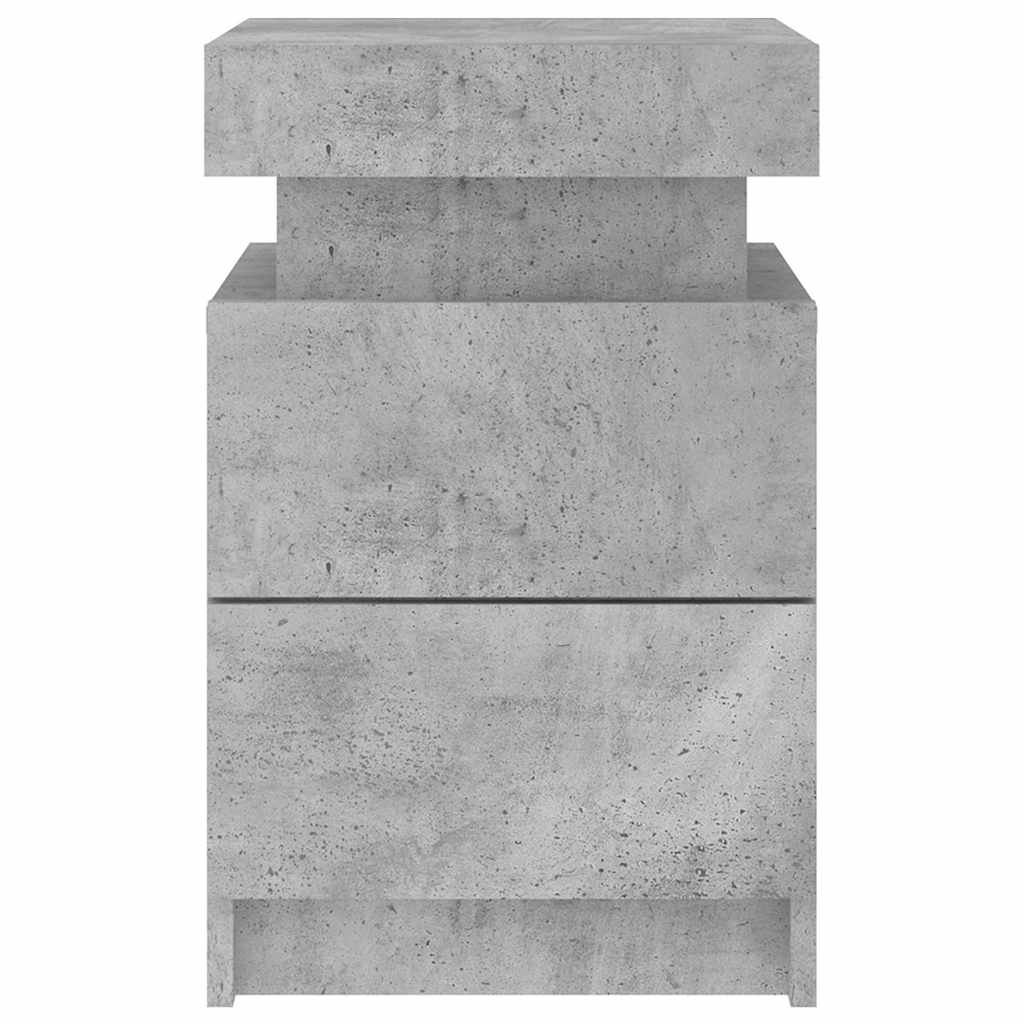 sengebord med LED-lys 35x39x55 cm betongrå
