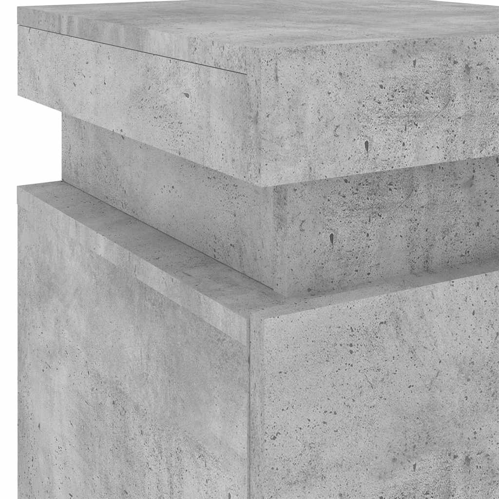 sengebord med LED-lys 35x39x55 cm betongrå