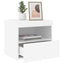 sengebord med LED-lys 50x40x45 cm hvid