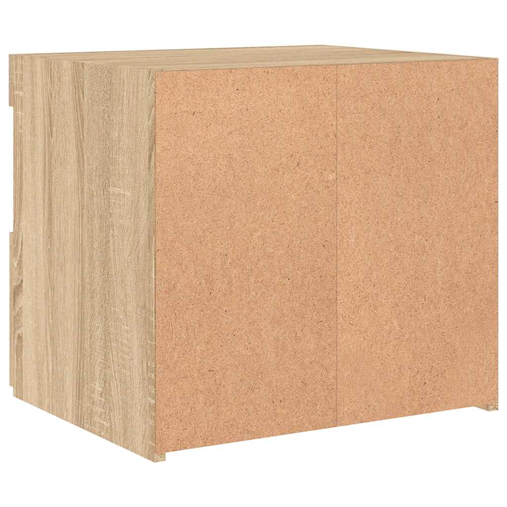 sengebord med LED-lys 50x40x45 cm sonoma-eg