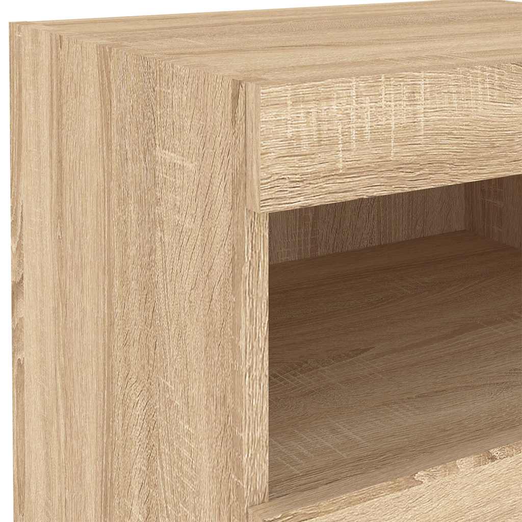 sengebord med LED-lys 50x40x45 cm sonoma-eg