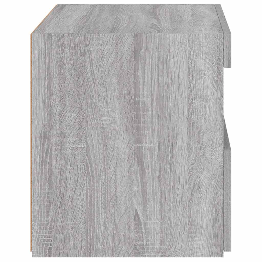 sengebord med LED-lys 50x40x45 cm grå sonoma-eg