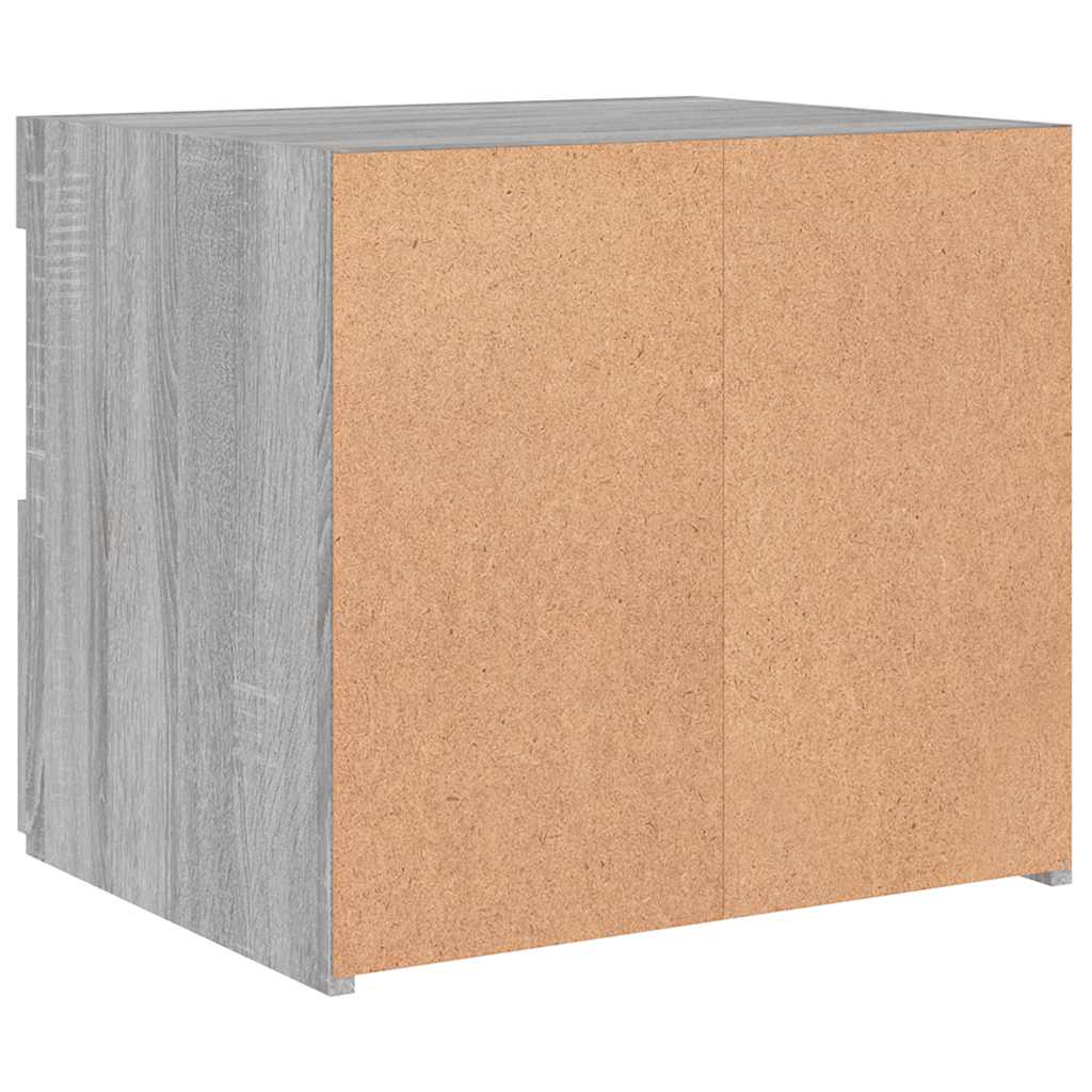 sengebord med LED-lys 50x40x45 cm grå sonoma-eg