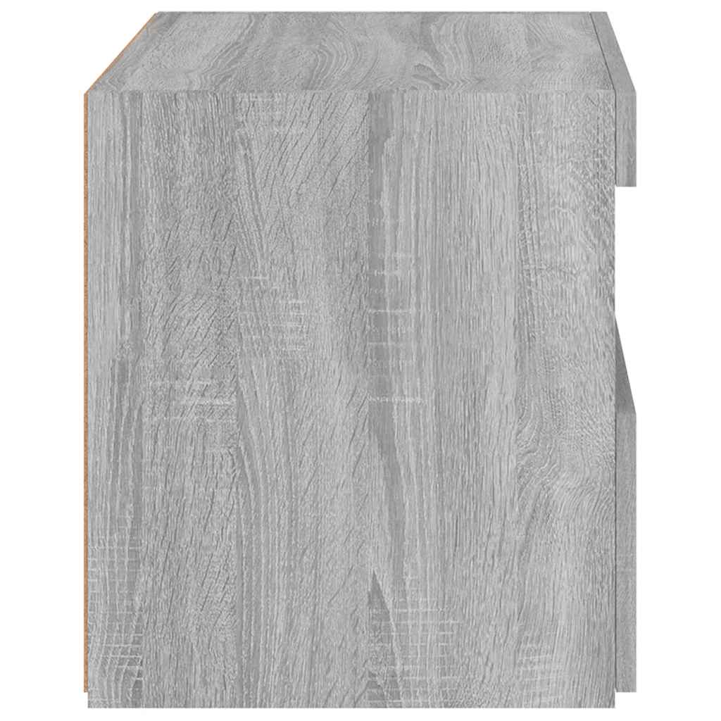 sengeborde 2 stk. med LED-lys 50x40x45 cm grå sonoma-eg