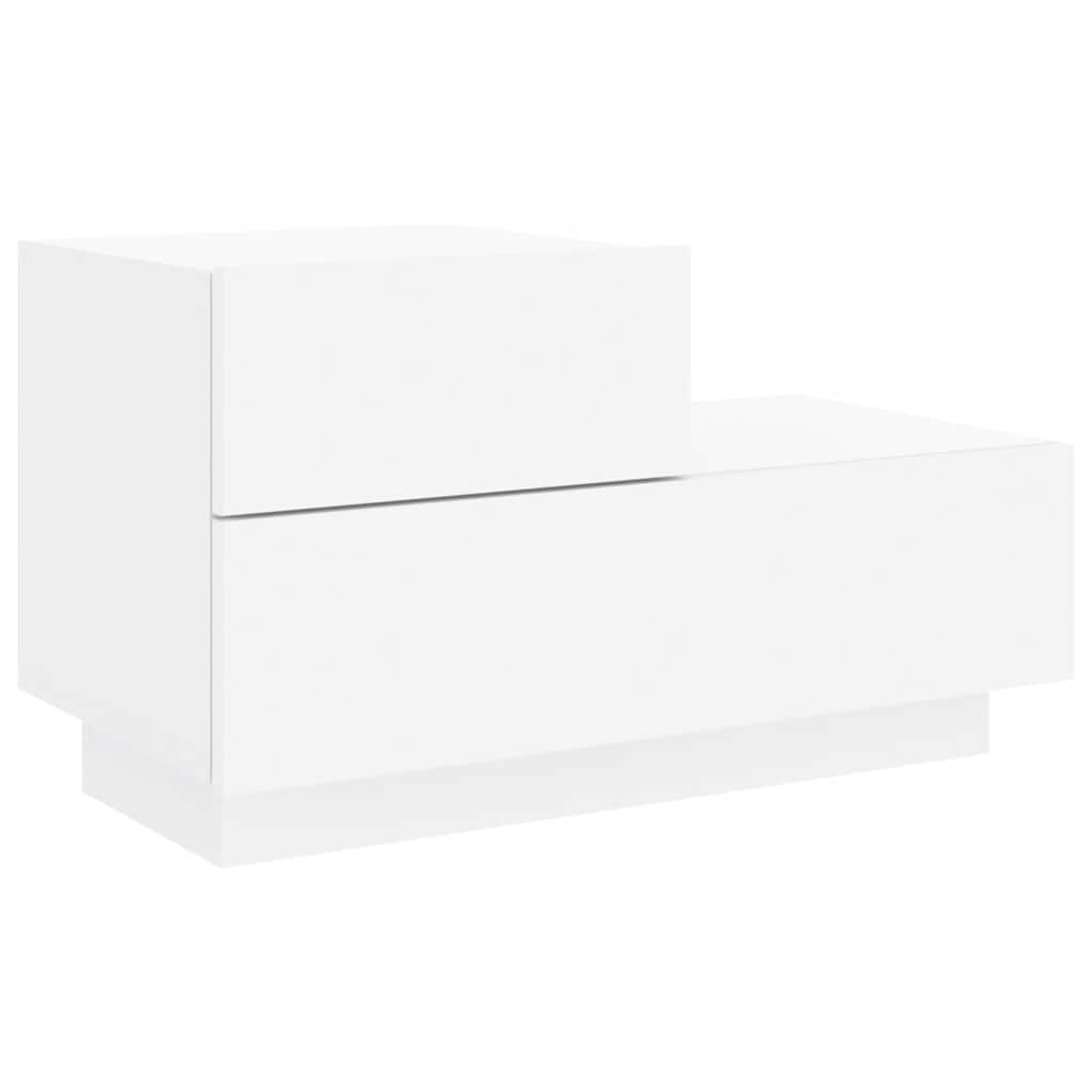 sengebord med LED-lys 70x36x40,5 cm hvid