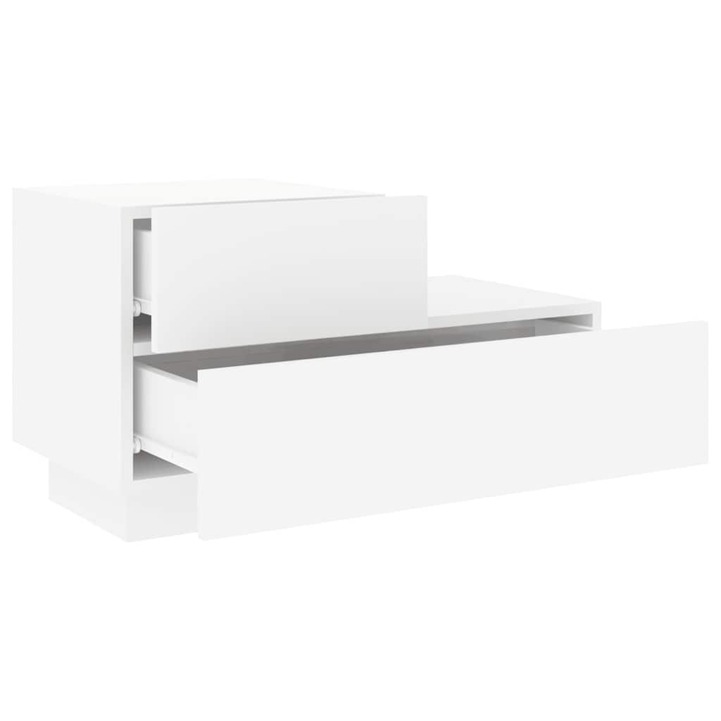 sengebord med LED-lys 70x36x40,5 cm hvid