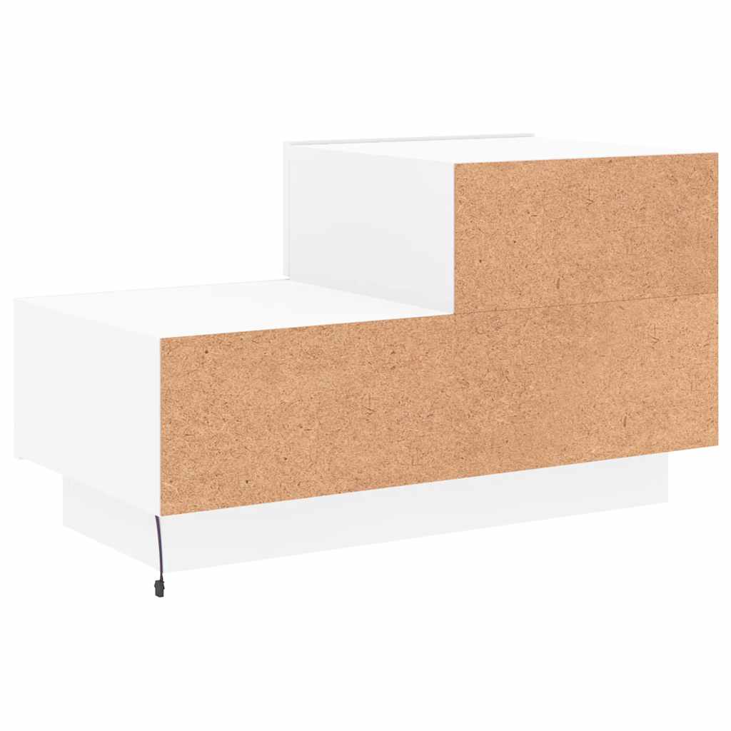 sengebord med LED-lys 70x36x40,5 cm hvid