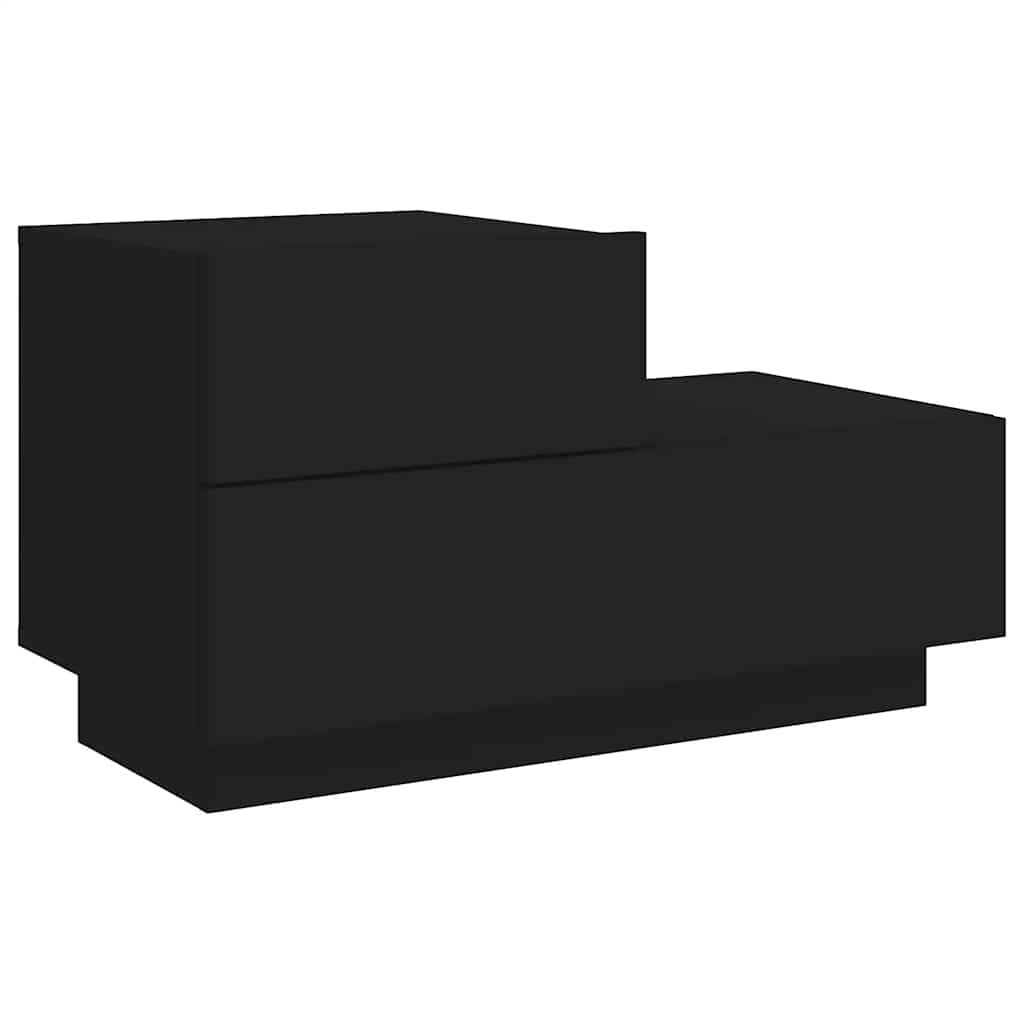 sengebord med LED-lys 70x36x40,5 cm sort
