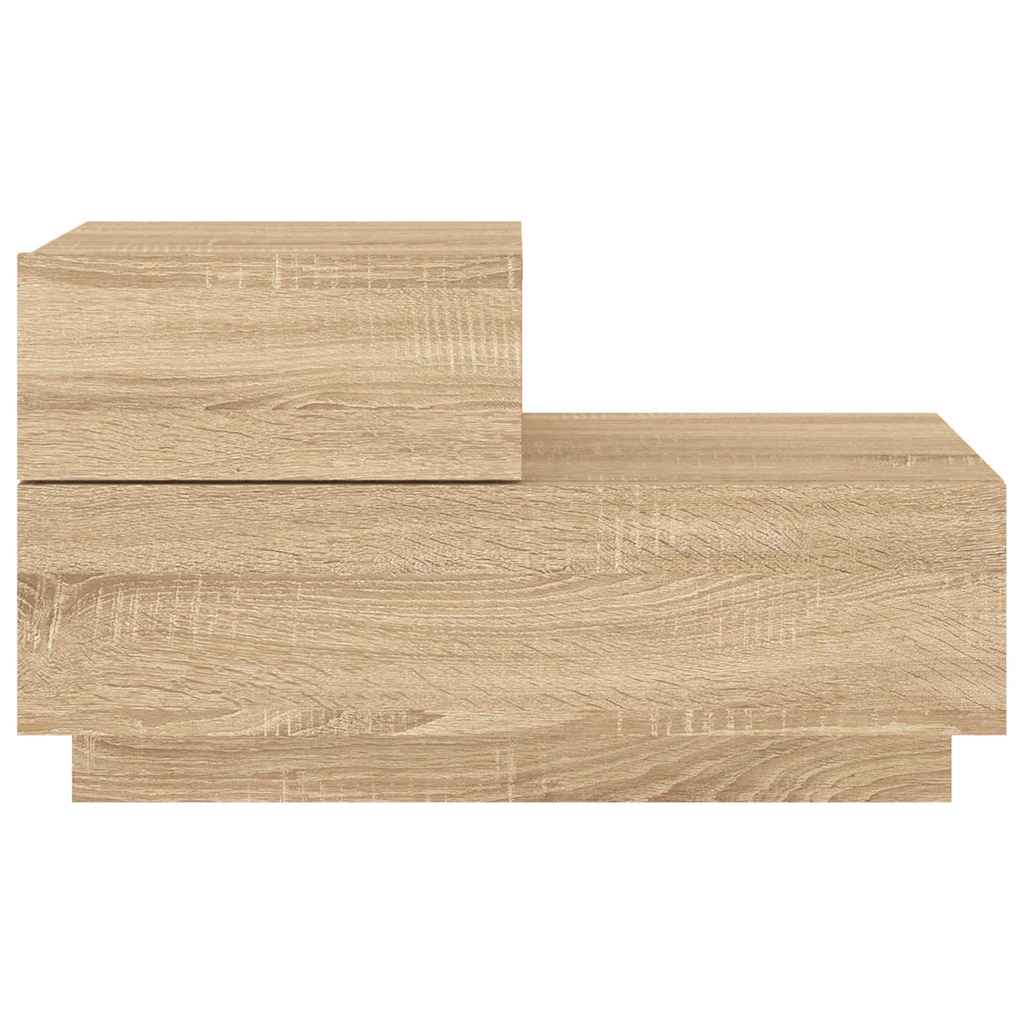 sengebord med LED-lys 70x36x40,5 cm sonoma-eg