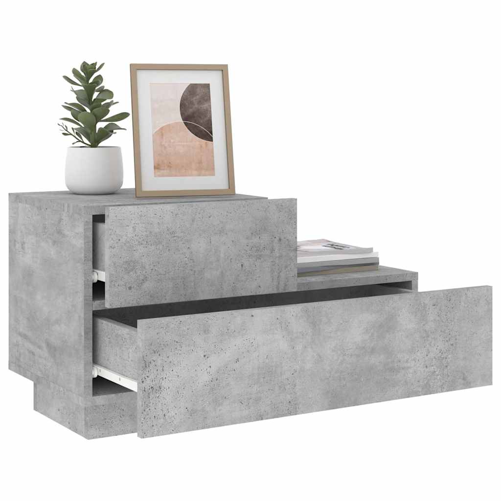 sengebord med LED-lys 70x36x40,5 cm betongrå
