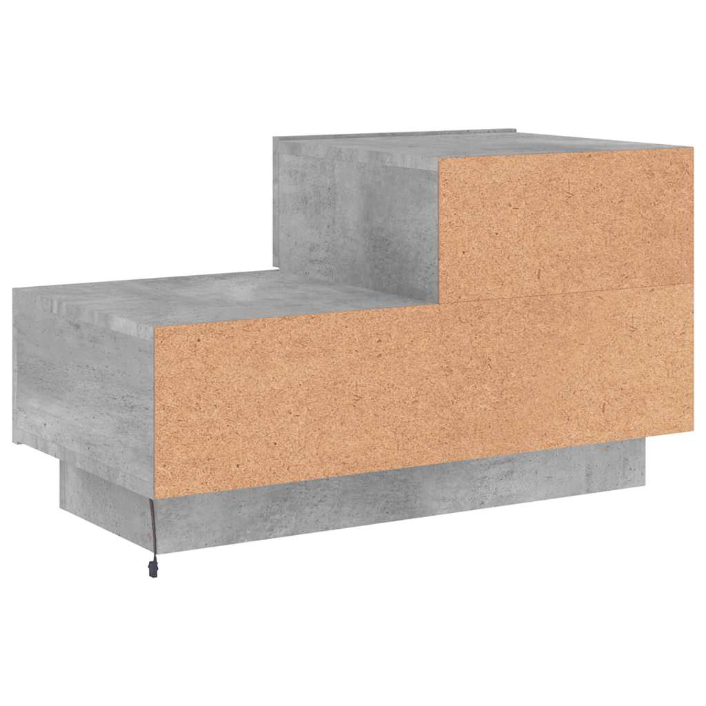 sengebord med LED-lys 70x36x40,5 cm betongrå