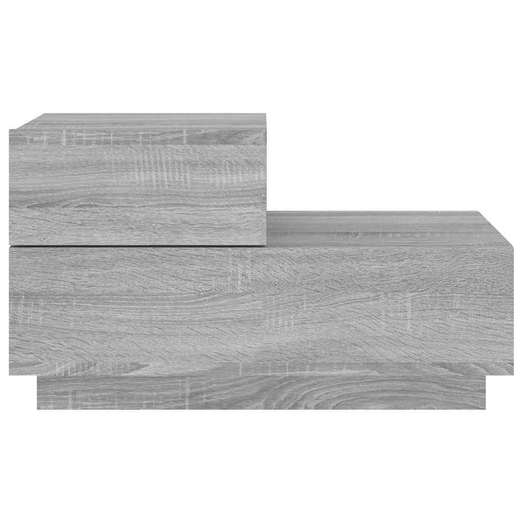 sengebord med LED-lys 70x36x40,5 cm grå sonoma-eg