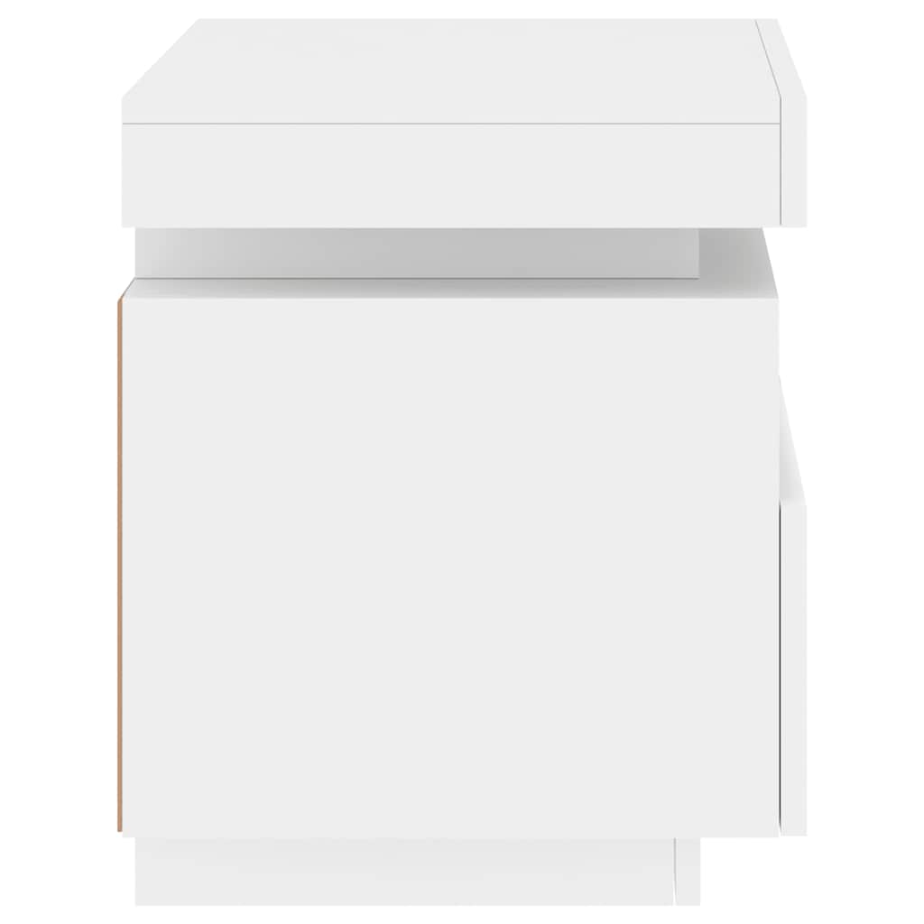 sengebord med LED-lys 40x39x48,5 cm hvid