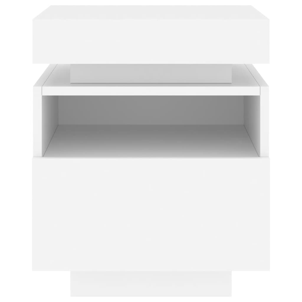 sengeborde 2 stk. med LED-lys 40x39x48,5 cm hvid