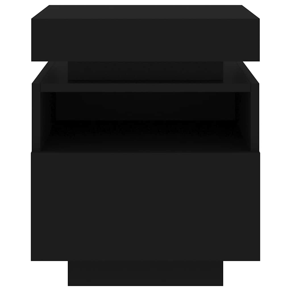 sengeborde 2 stk. med LED-lys 40x39x48,5 cm sort
