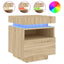 sengebord med LED-lys 40x39x48,5 cm sonoma-eg