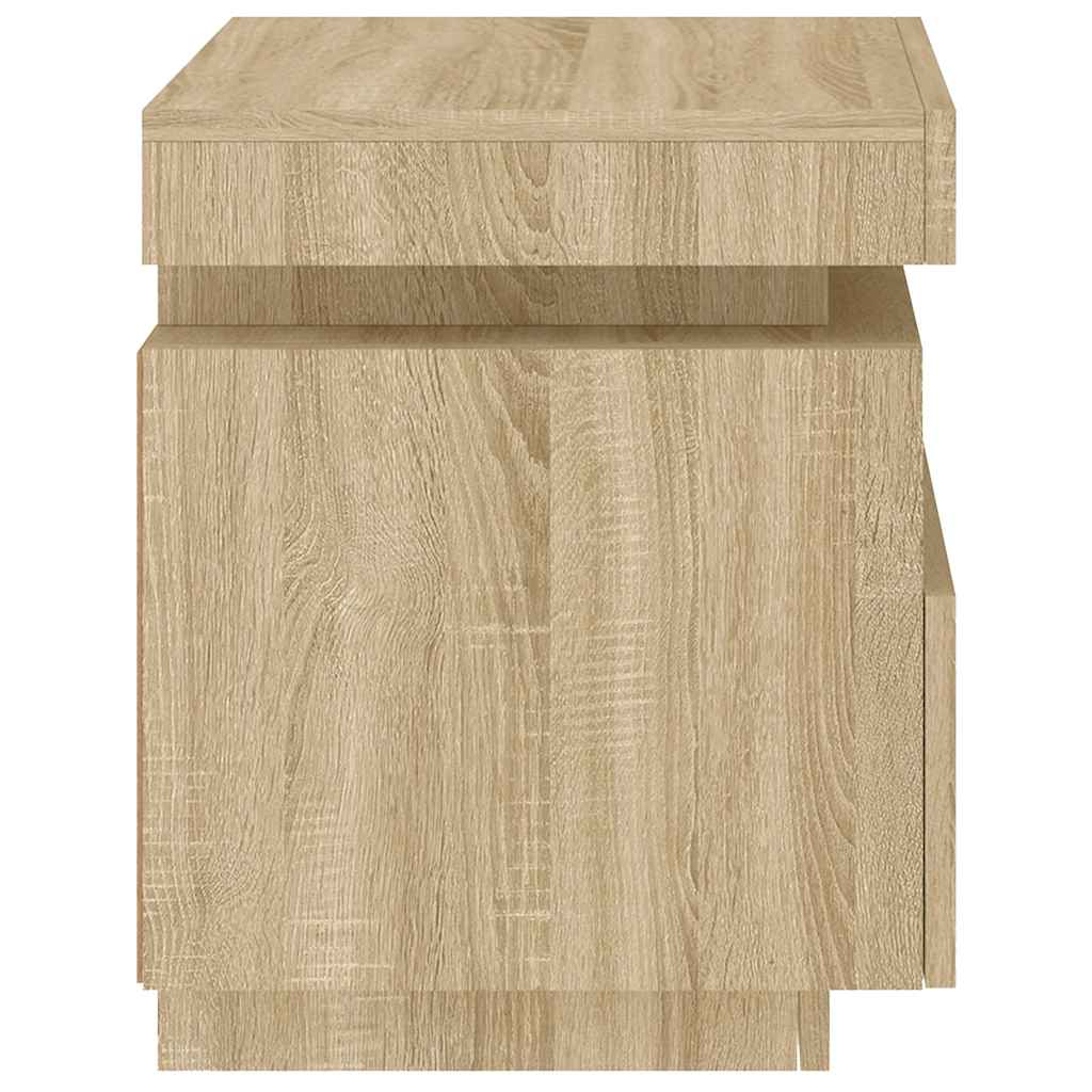 sengebord med LED-lys 40x39x48,5 cm sonoma-eg