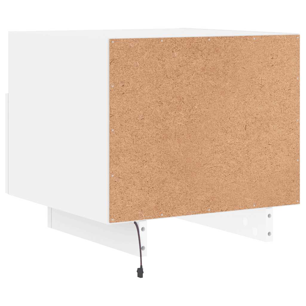 sengebord med LED-lys 40x39x37 cm hvid
