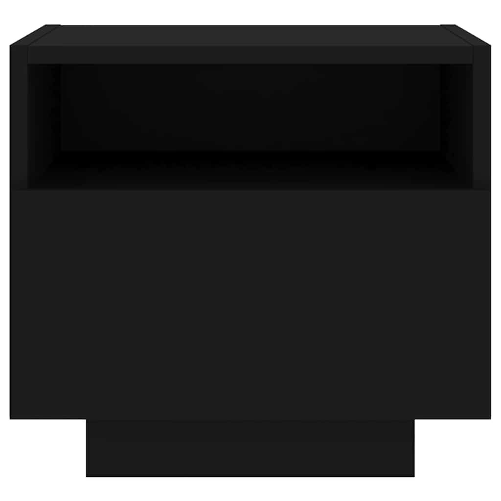 sengebord med LED-lys 40x39x37 cm sort