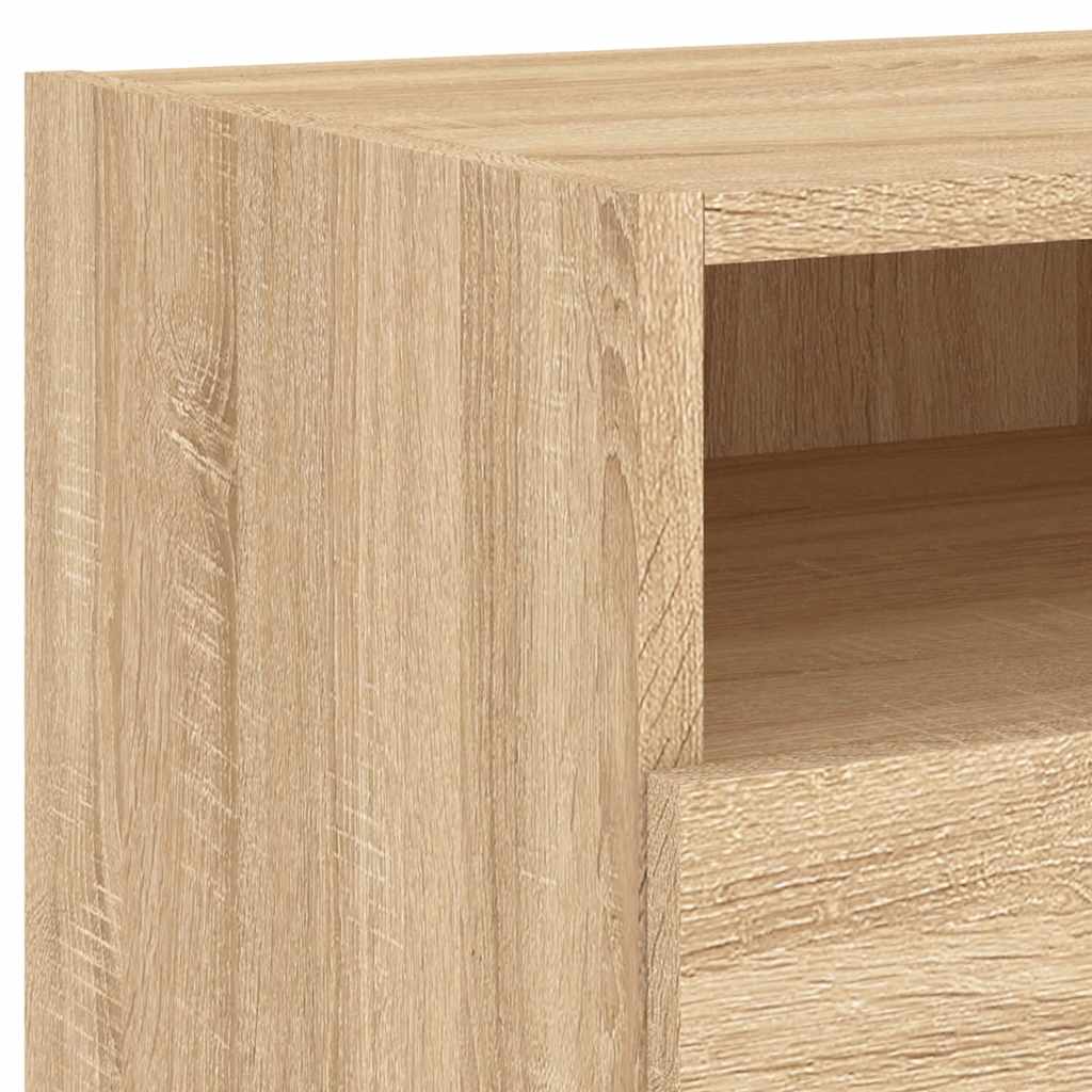 sengeborde 2 stk. med LED-lys 40x39x37 cm sonoma-eg
