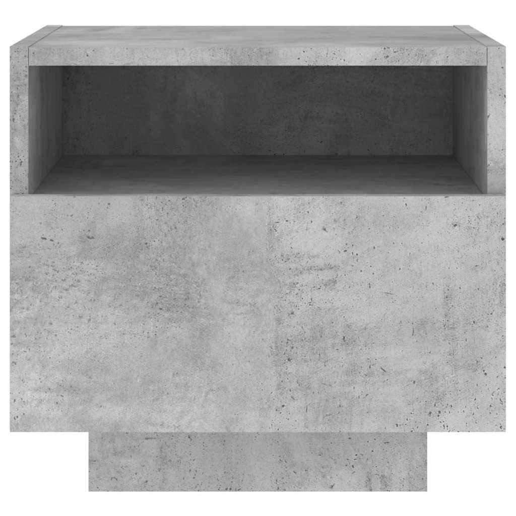 sengebord med LED-lys 40x39x37 cm betongrå