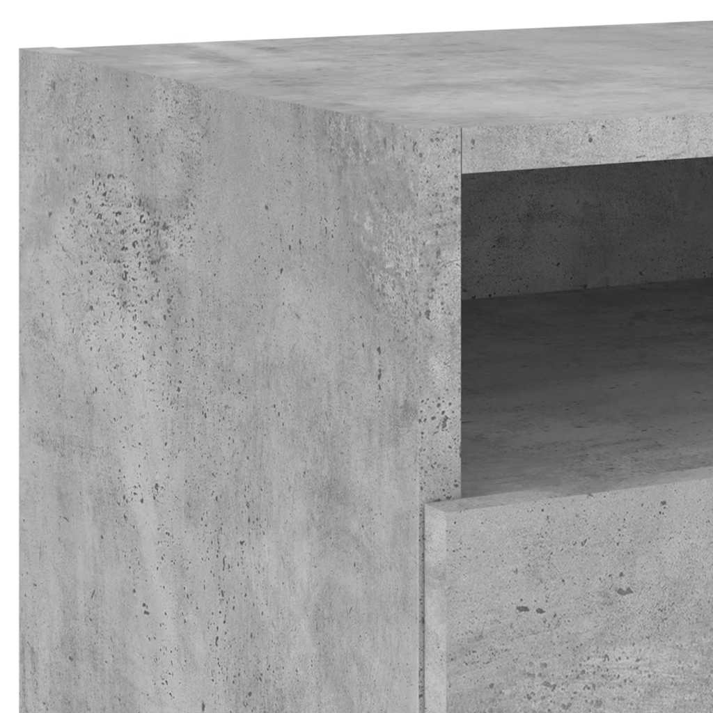 sengebord med LED-lys 40x39x37 cm betongrå