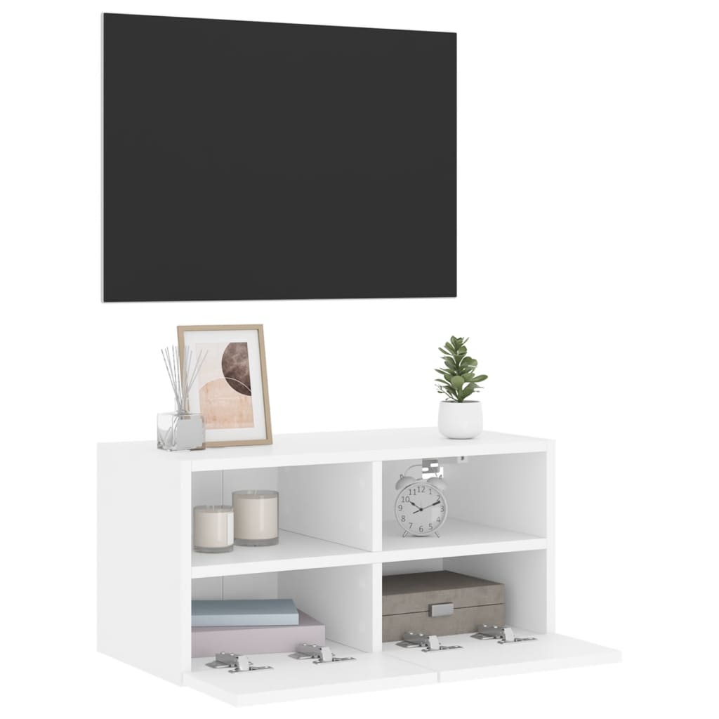 væghængt tv-bord 60x30x30 cm konstrueret træ hvid