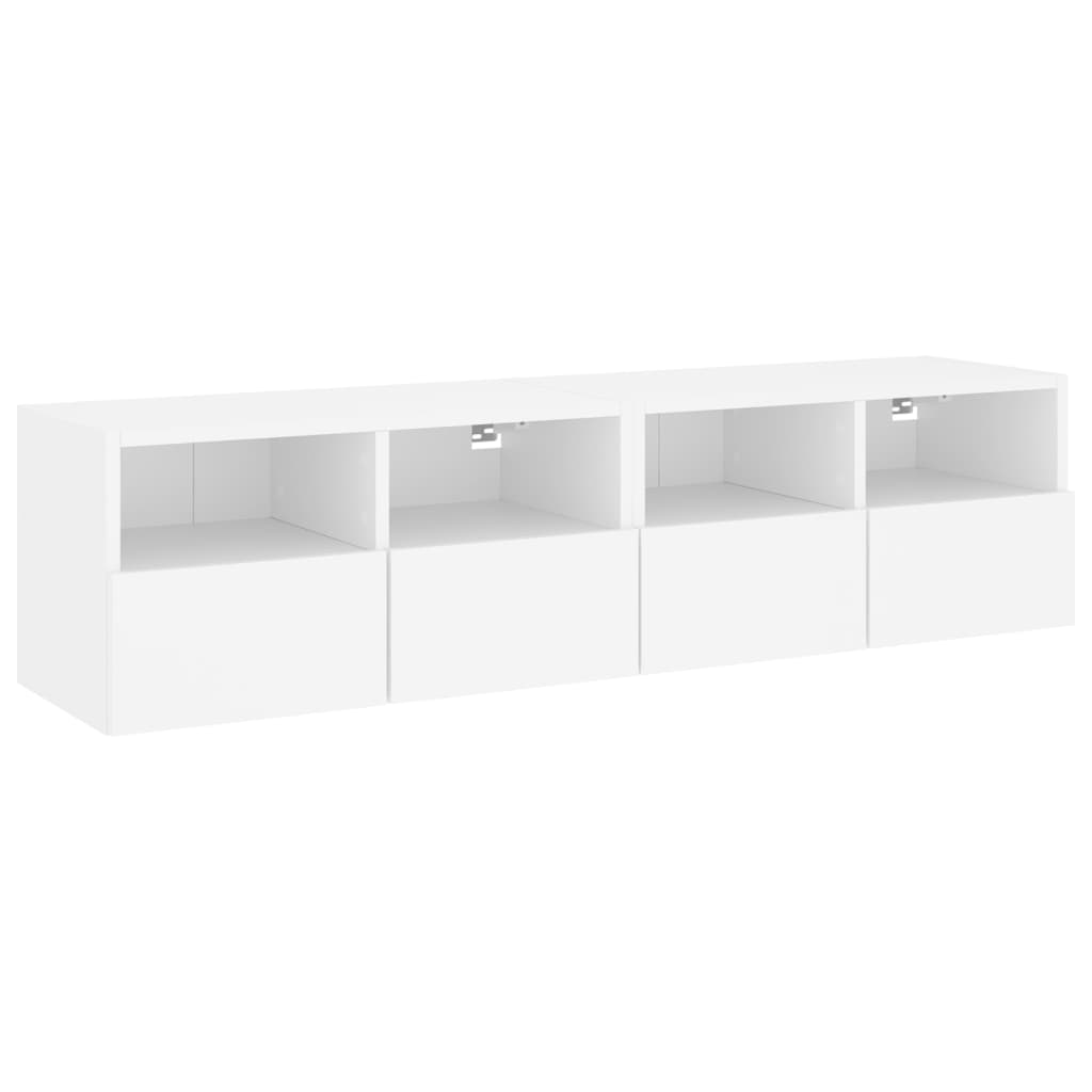 væghængte tv-borde 2 stk. 60x30x30 cm konstrueret træ hvid