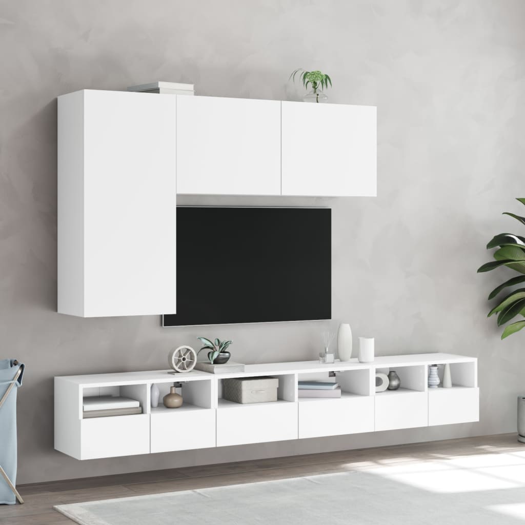 væghængte tv-borde 2 stk. 60x30x30 cm konstrueret træ hvid