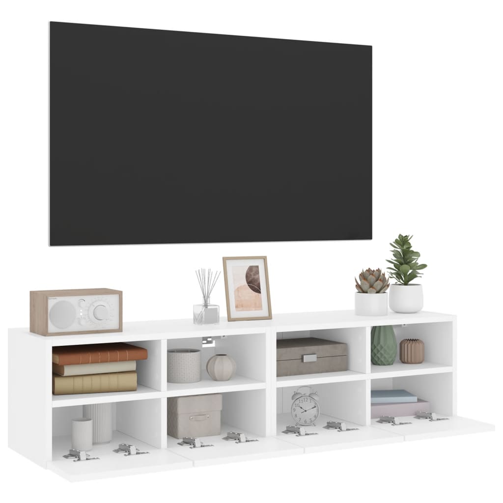 væghængte tv-borde 2 stk. 60x30x30 cm konstrueret træ hvid