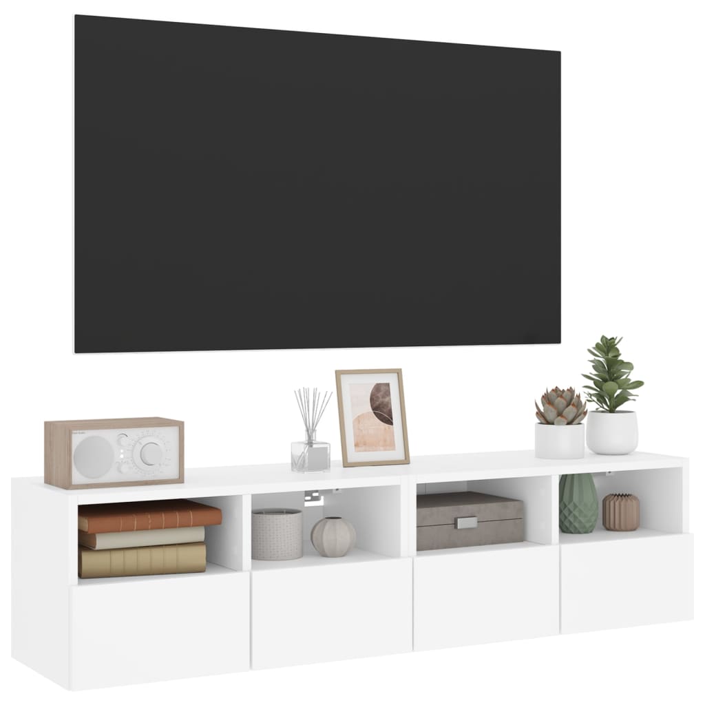 væghængte tv-borde 2 stk. 60x30x30 cm konstrueret træ hvid