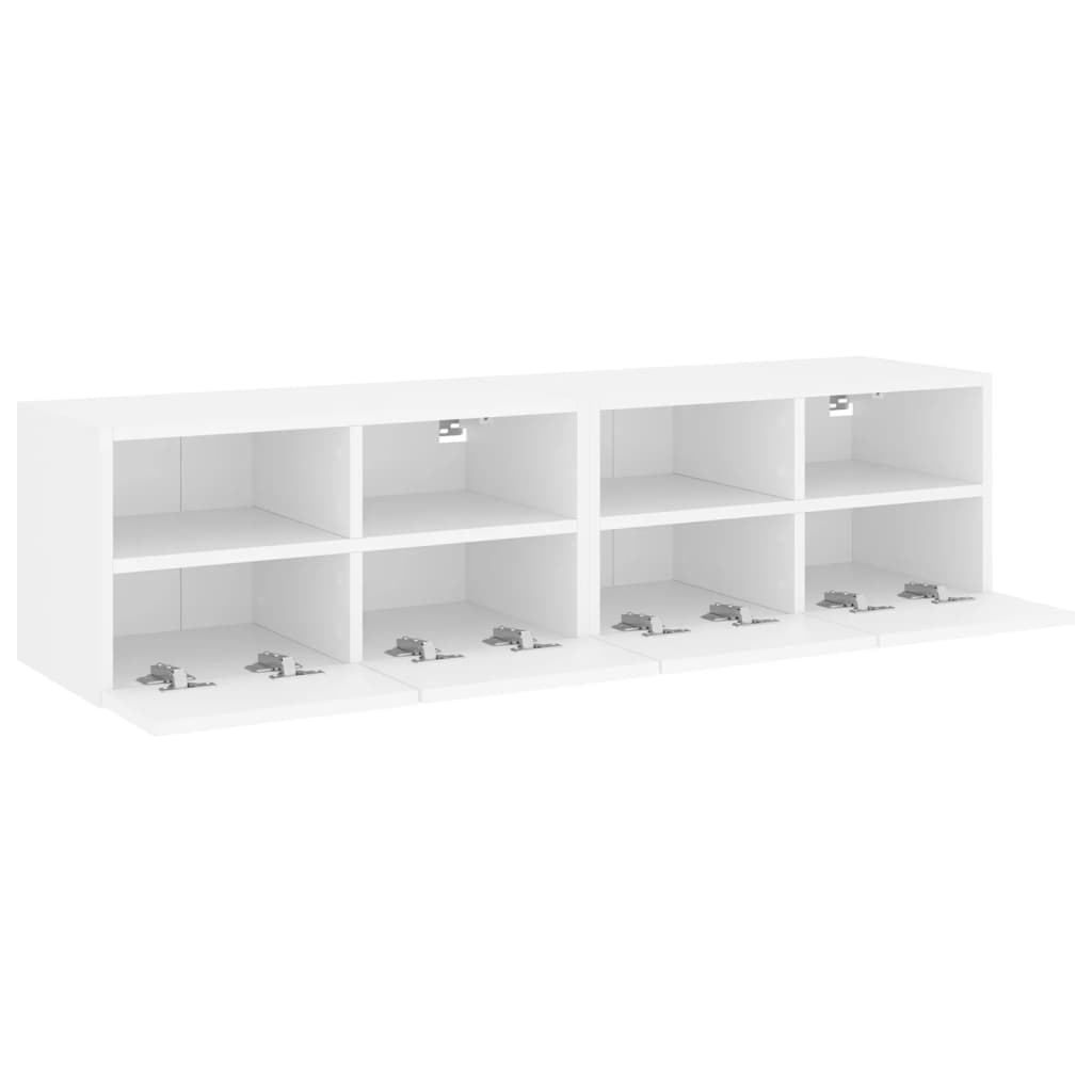 væghængte tv-borde 2 stk. 60x30x30 cm konstrueret træ hvid
