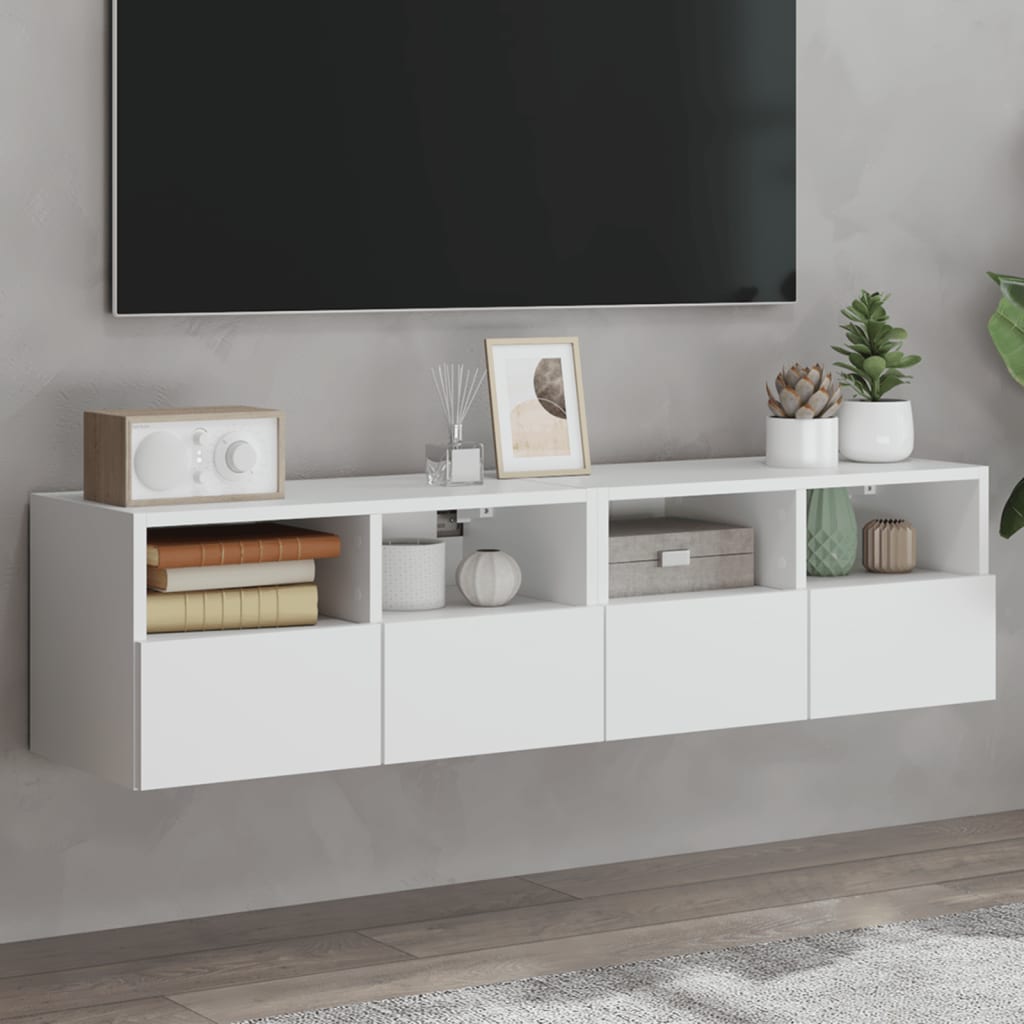 væghængte tv-borde 2 stk. 60x30x30 cm konstrueret træ hvid