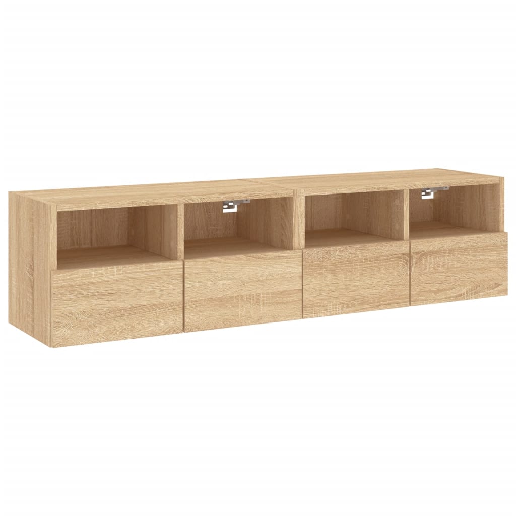 væghængte tv-borde 2 stk. 60x30x30 cm konstrueret træ sonoma-eg