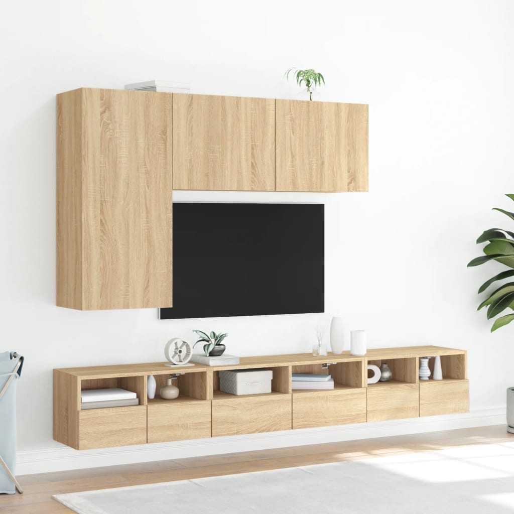 væghængte tv-borde 2 stk. 60x30x30 cm konstrueret træ sonoma-eg