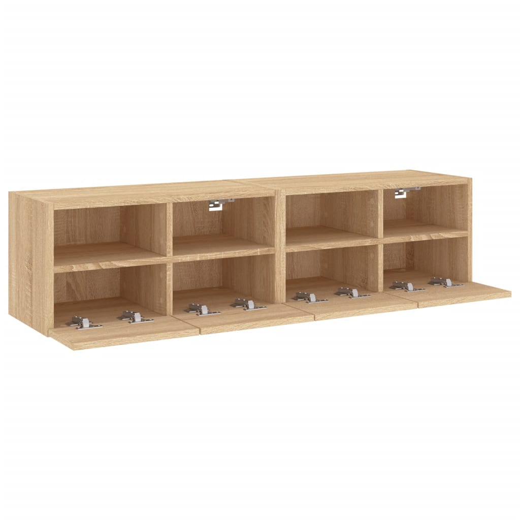 væghængte tv-borde 2 stk. 60x30x30 cm konstrueret træ sonoma-eg