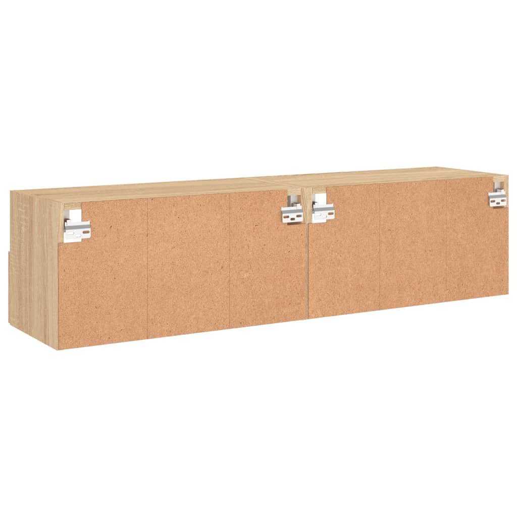 væghængte tv-borde 2 stk. 60x30x30 cm konstrueret træ sonoma-eg